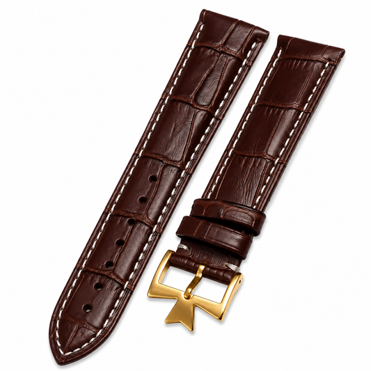 Silicone Watch Strap for Vacheron Constantin – Textured Rubber Vegan leather Watch Band (Silver/Gold buckle)