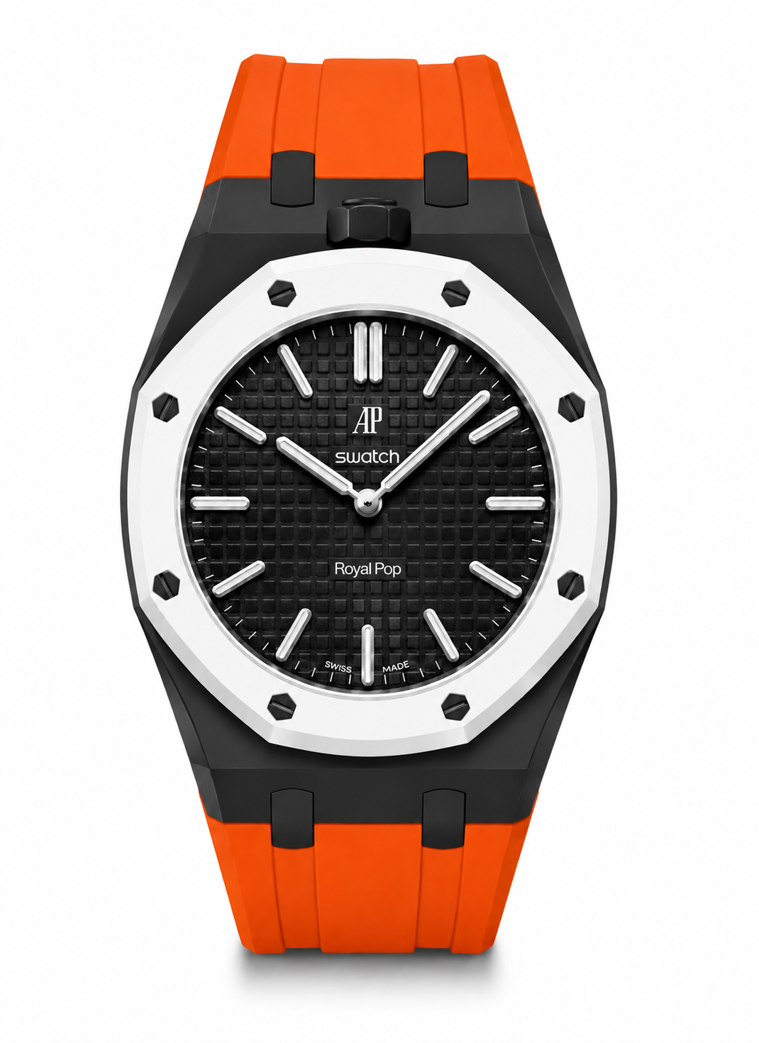 Rubber strap & adapter For AP x Swatch RoyalPop Black/Orange
