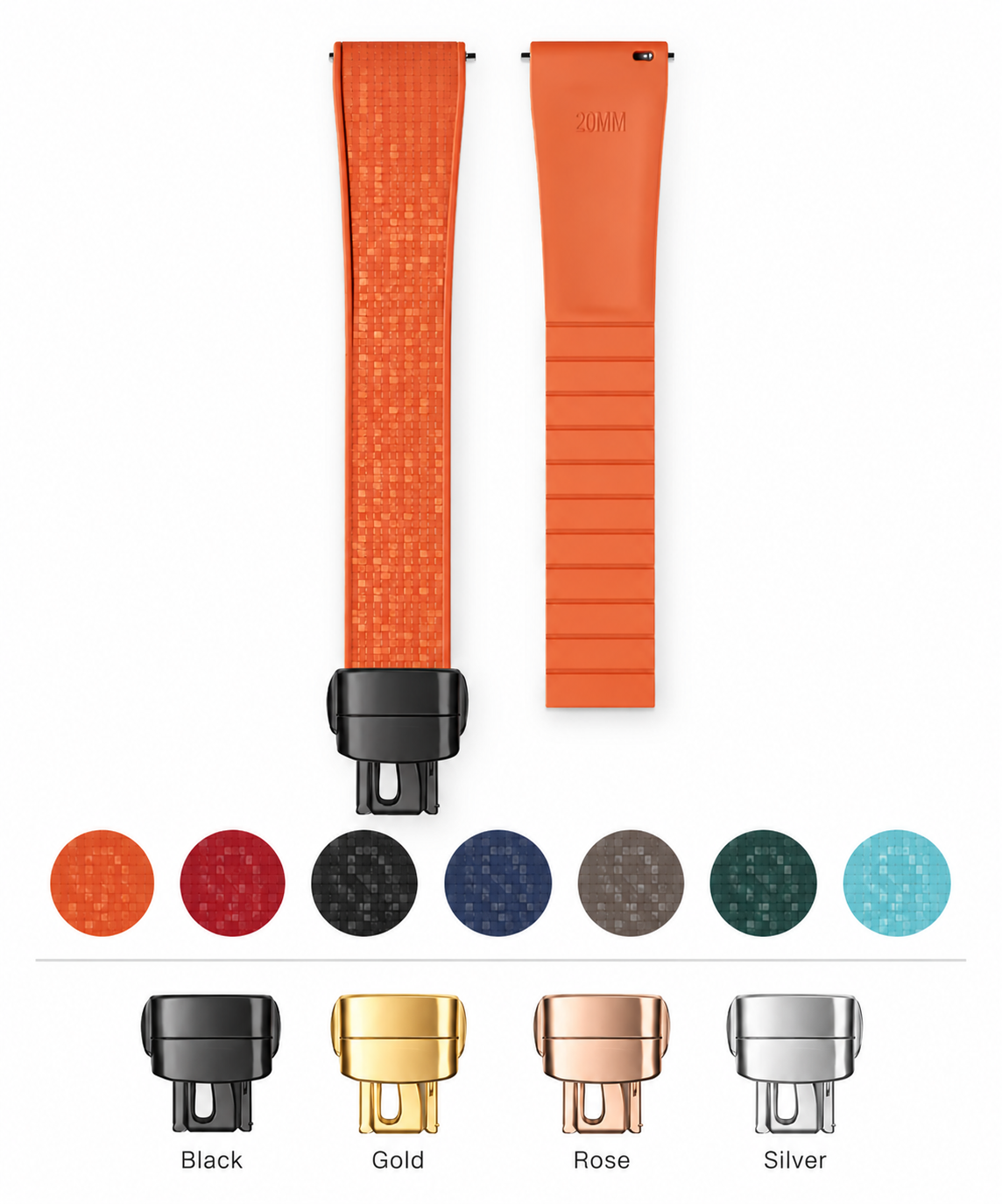 CTS Fluoro Rubber Strap with Subtle Sparkle - Multiple colors/sizes