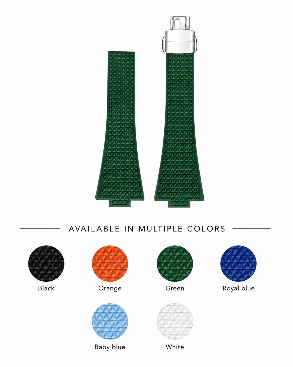 Tissot PRX Textured Rubber Watch Strap with  multiple colors Quick Release Stainless Steel (Silver) - Fits PRX 40mm