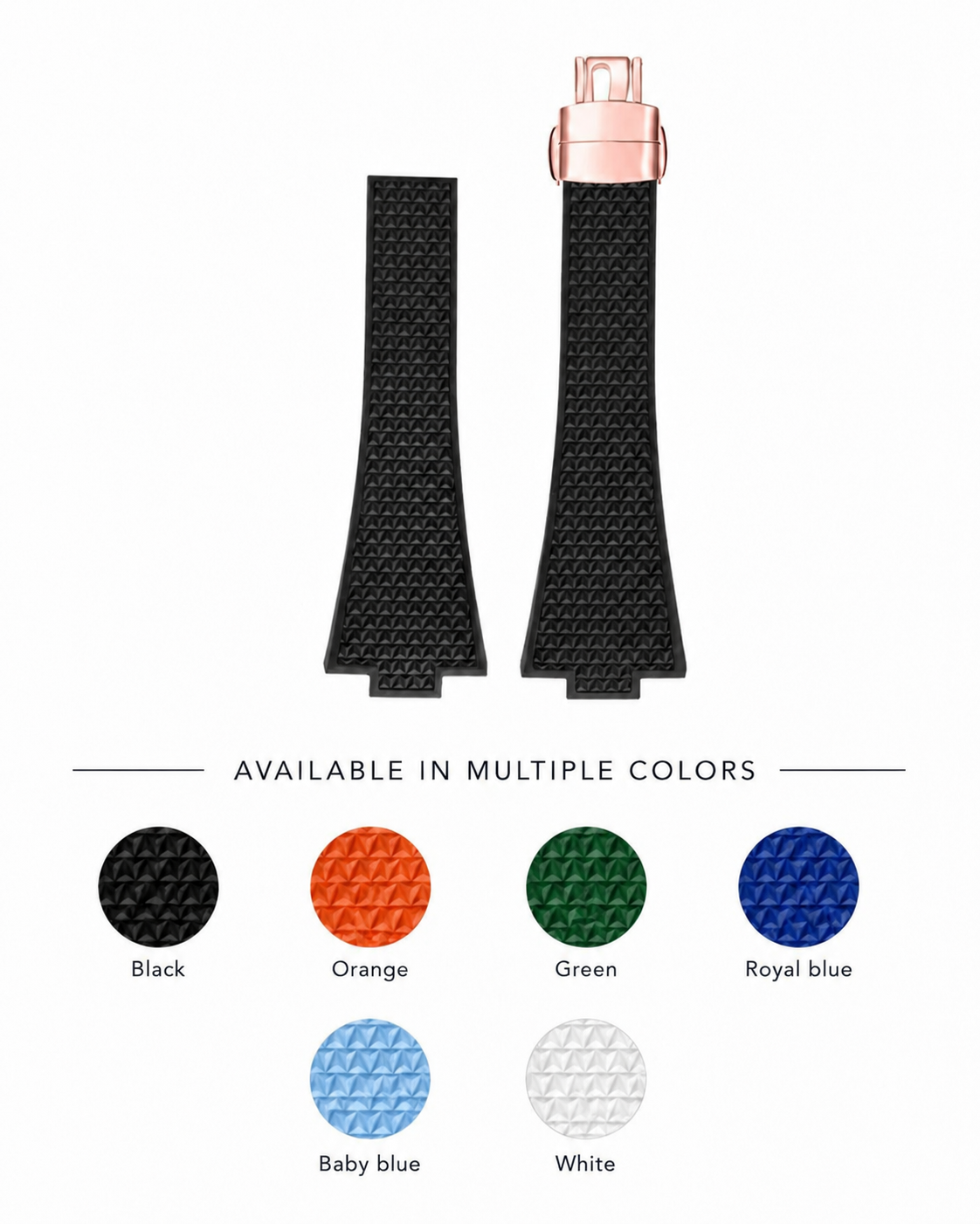 Textured Rubber Watch Strap For Tissot PRX multiple colors with Quick Release Stainless Steel (Rose) - Fits PRX 40mm
