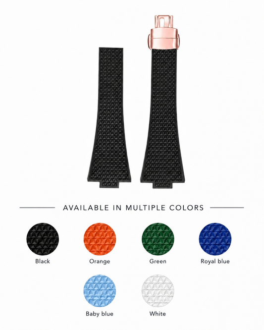 Tissot PRX Textured Rubber Watch Strap multiple colors with Quick Release Stainless Steel (Rose) - Fits PRX 40mm