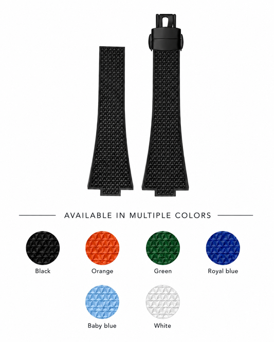 Tissot PRX Textured Rubber Watch Strap multiple colors with Quick Release Stainless Steel (black) - Fits PRX 40mm