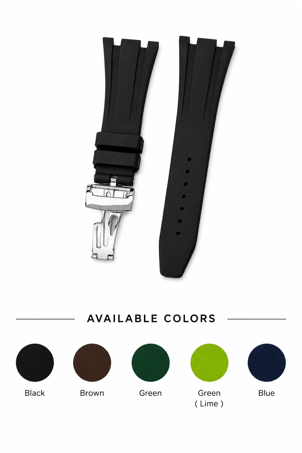 Premium Watch Strap for Audemars Piguet Royal Oak Offshore – Silver Deployant Buckle