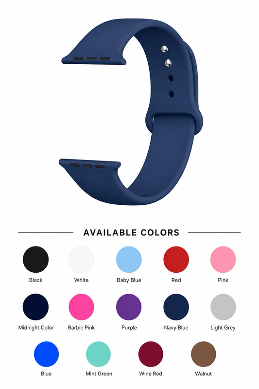 Silicone Sport Band for Apple Watch – Soft Flexible Strap multiple colors
