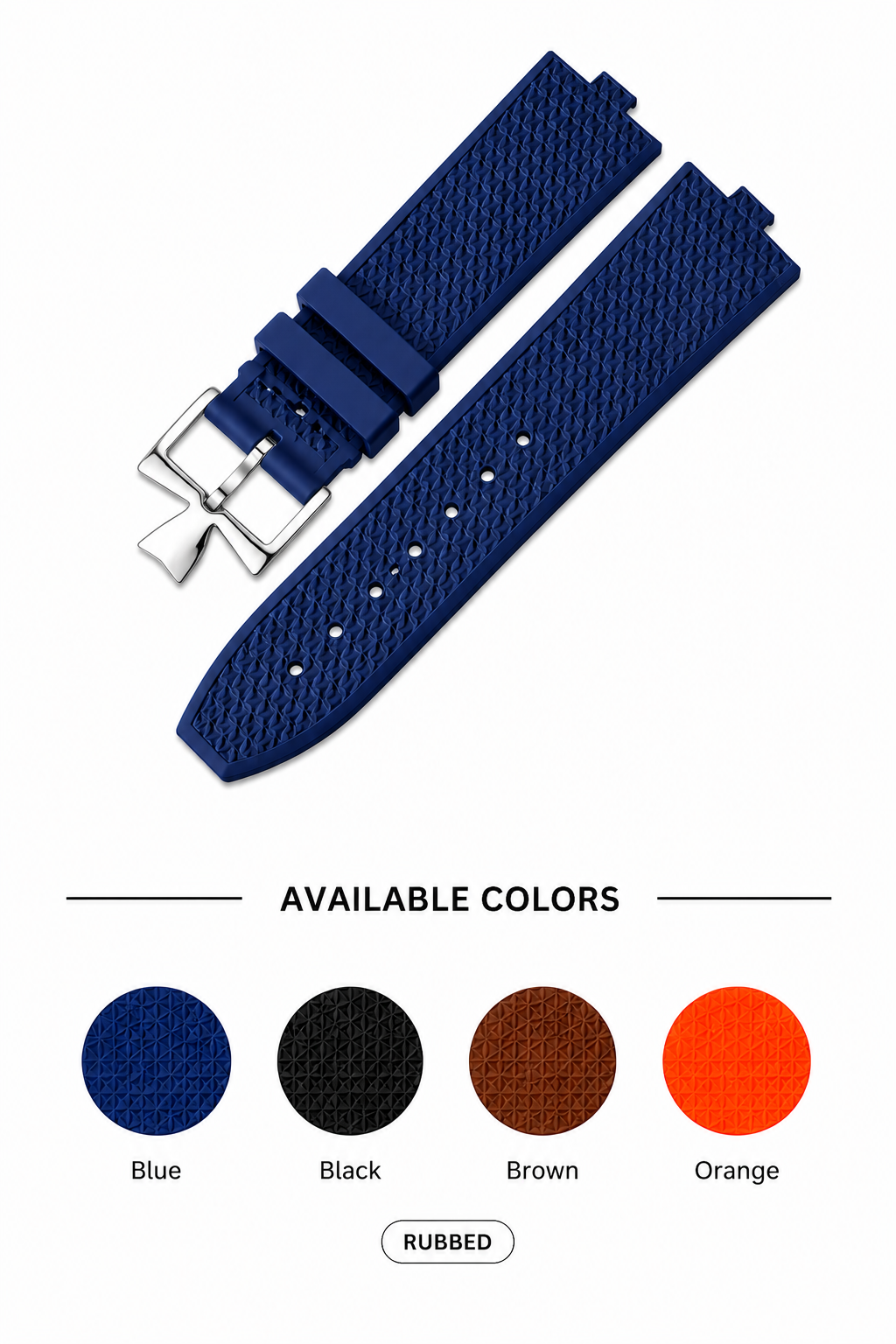 Silicone Watch Strap for Vacheron Constantin – Textured Rubber Watch Band (Silver Buckle)