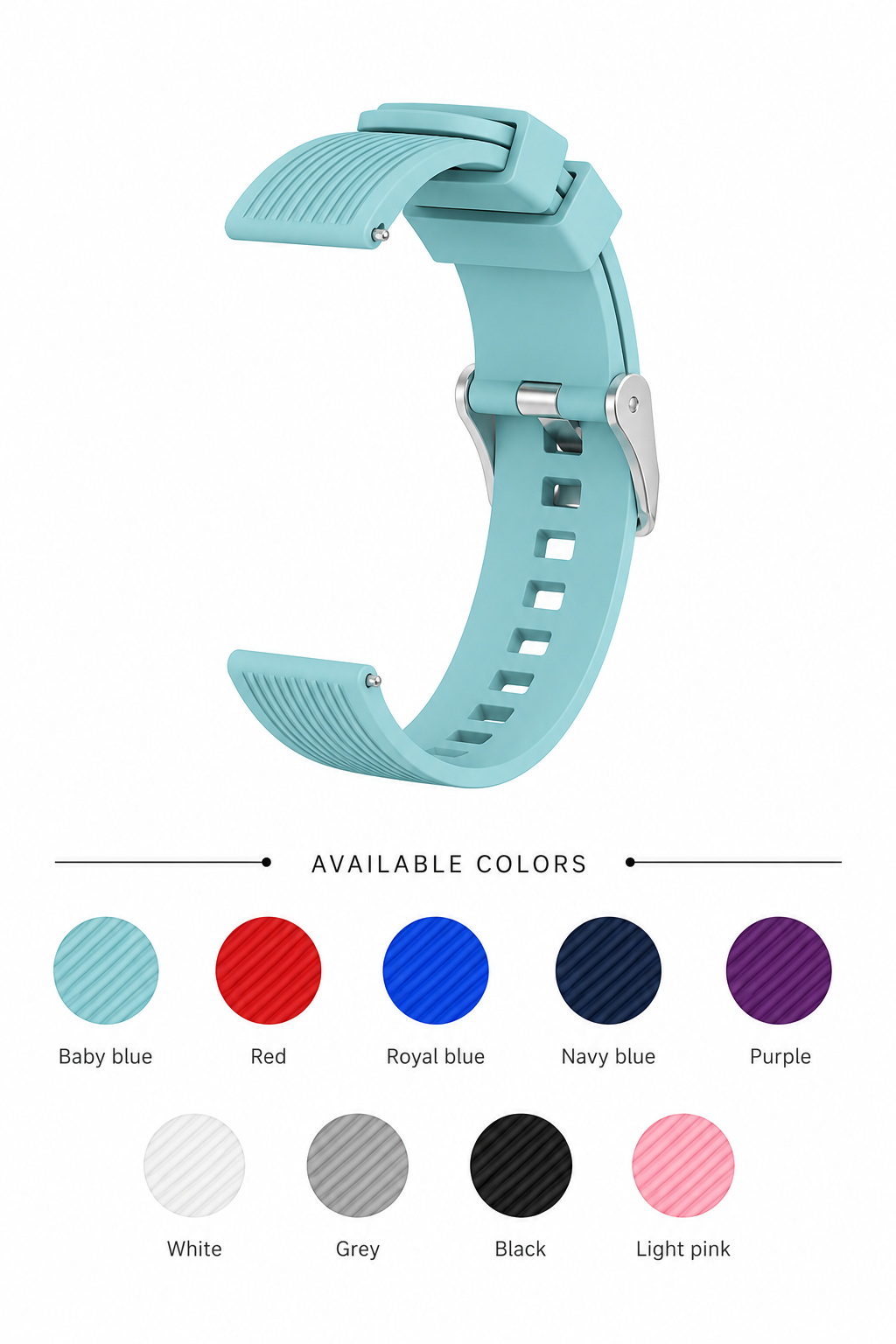 Premium Silicone Rubber Sport Watch Band for Samsung Galaxy Watch – 20mm / 22mm Replacement Strap