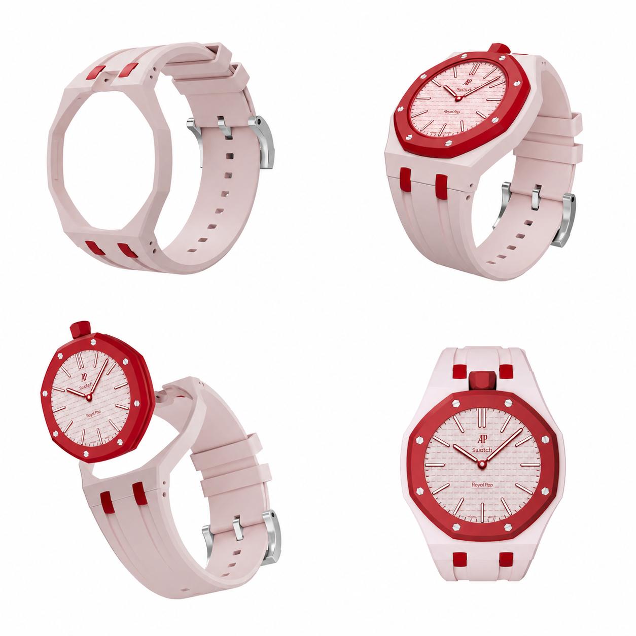 AP x Swatch Royalpop rubber strap & adapter bundle light pink/red