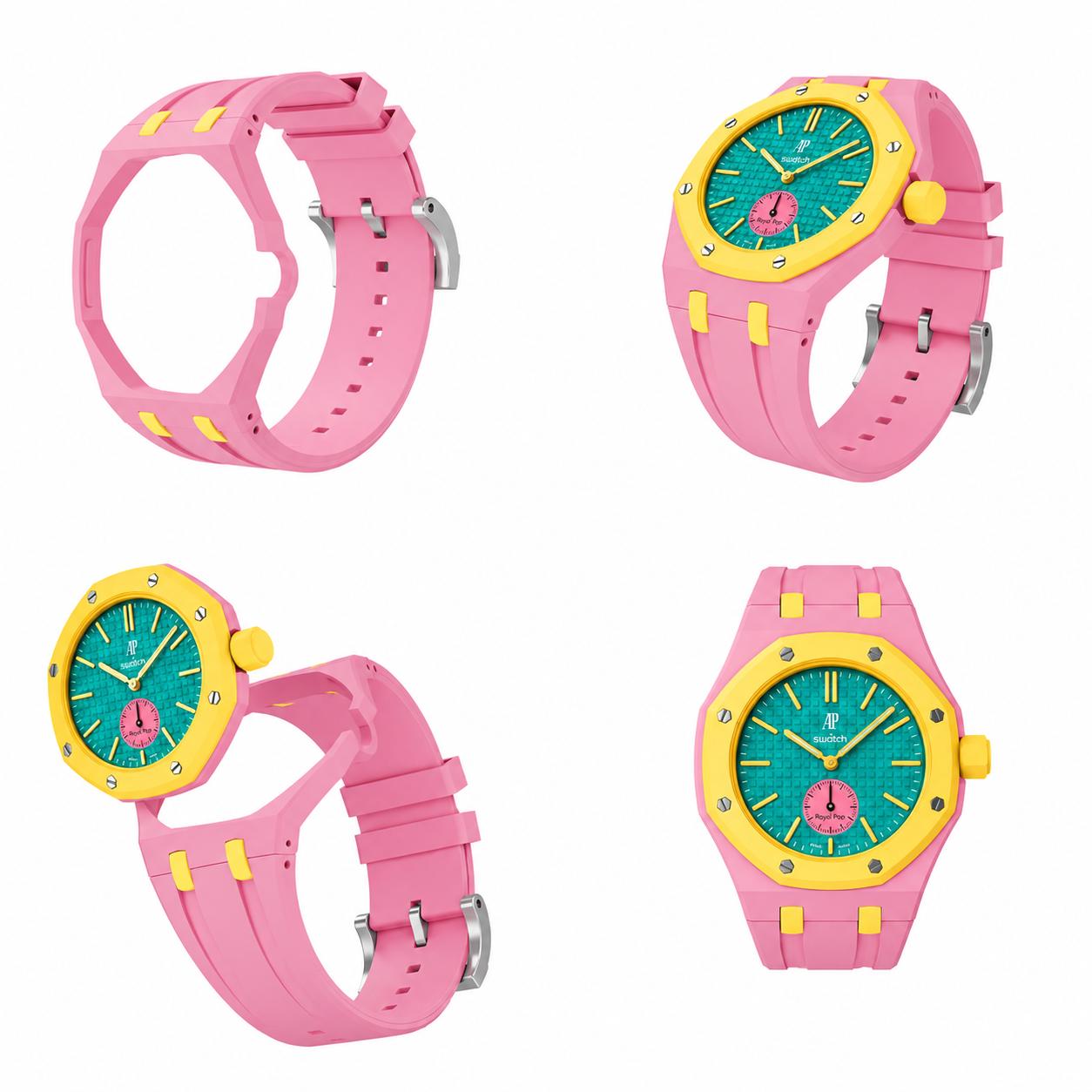 AP x Swatch Royalpop rubber strap & adapter bundle Pink/yellow