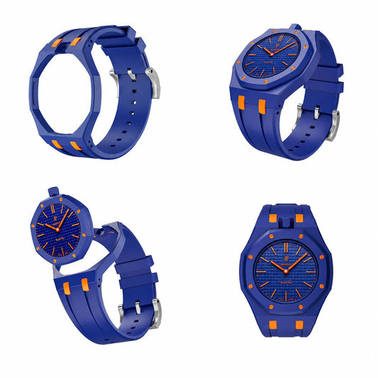 AP x Swatch Royalpop rubber strap & adapter bundle Navy/orange