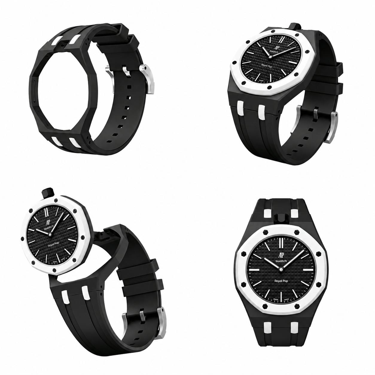 AP x Swatch Royalpop rubber strap & adapter bundle Black/White