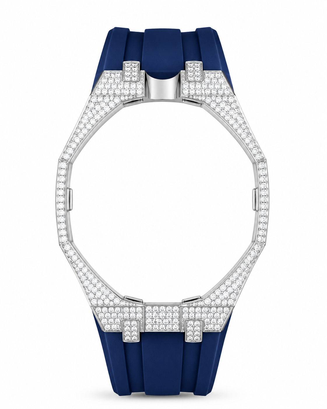 Iced out AP x Swatch Royalpop strap. Metal case + Darkblue strap