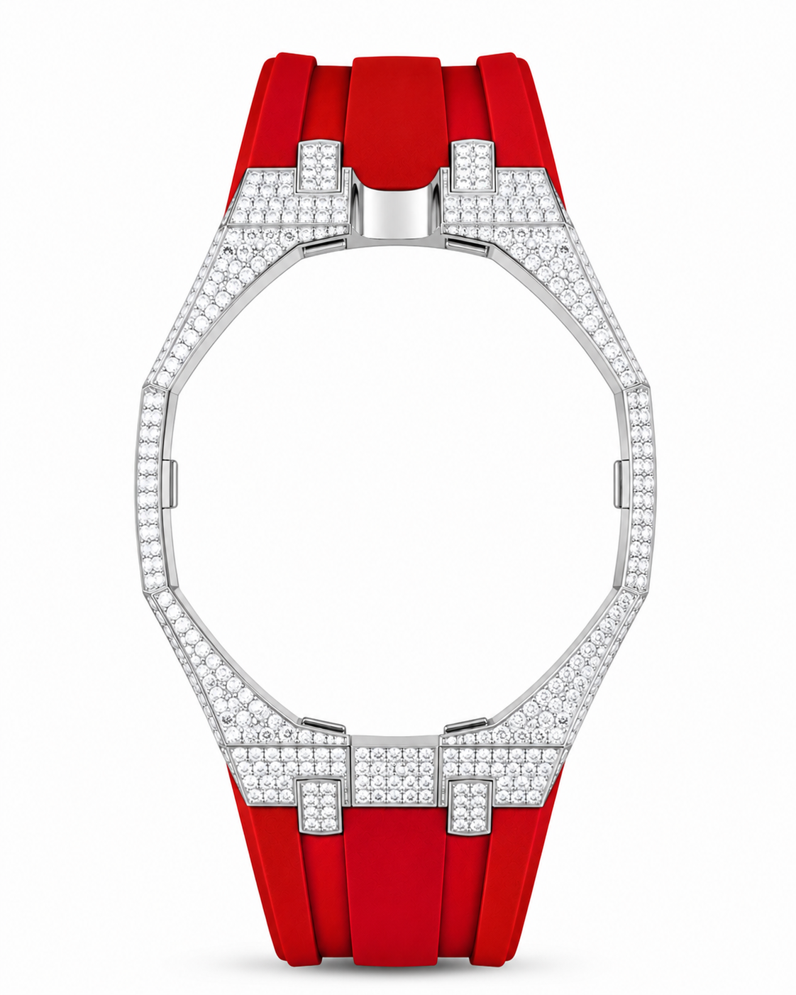 Iced out AP x Swatch Royalpop strap. Metal case + Red strap