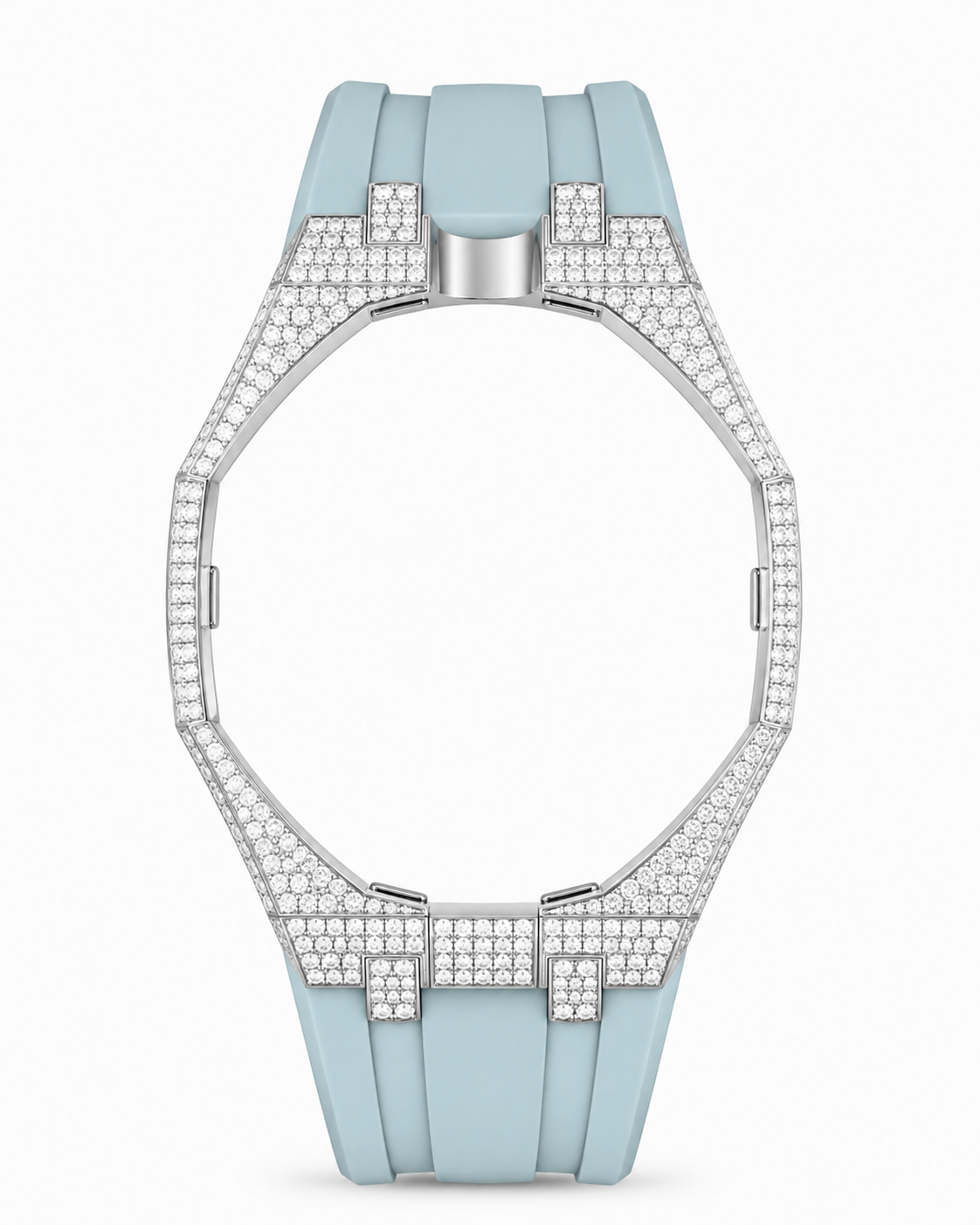Iced out AP x Swatch Royalpop strap. Metal case + Lightblue strap