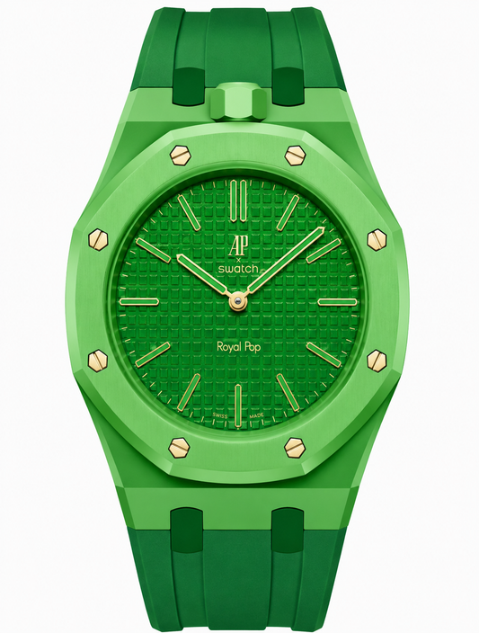 Rubber strap & adapter For AP x Swatch RoyalPop Lightgreen/ Green