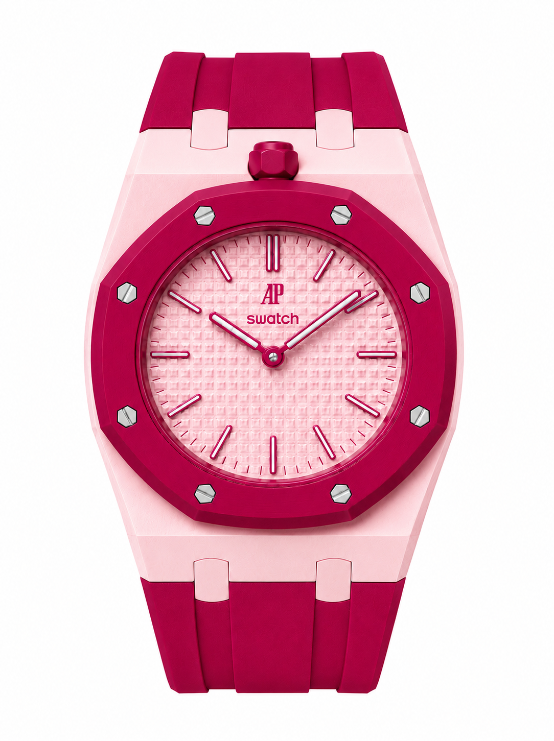 Rubber strap & adapter For AP x Swatch RoyalPop Lightpink/Red