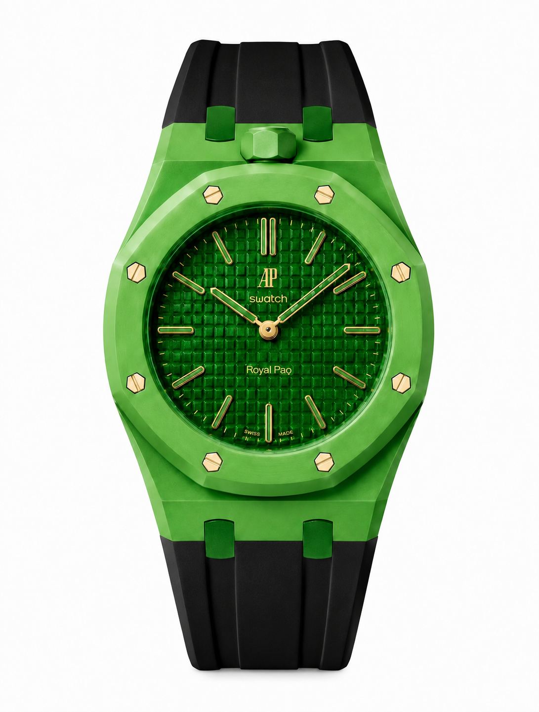 Rubber strap & adapter For AP x Swatch RoyalPop Green/Black