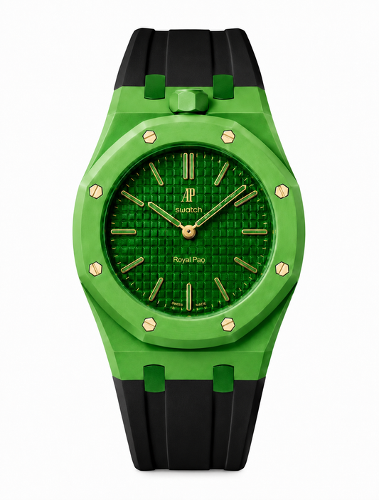 Rubber strap & adapter For AP x Swatch RoyalPop Green/Black