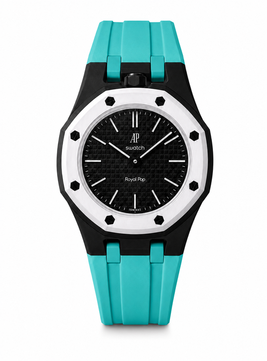AP x Swatch Royalpop rubber strap & adapter bundle Black/Cyan
