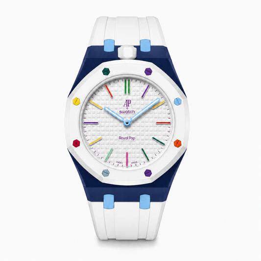 Rubber strap & adapter For AP x Swatch RoyalPop White/Blue