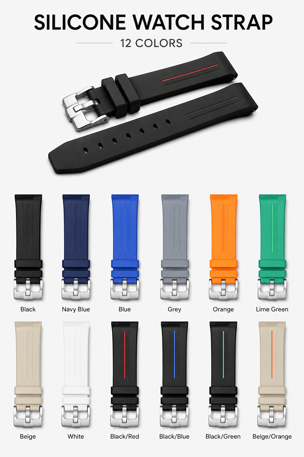 Silicone Watch Band For Blancpain x Swatch 22mm