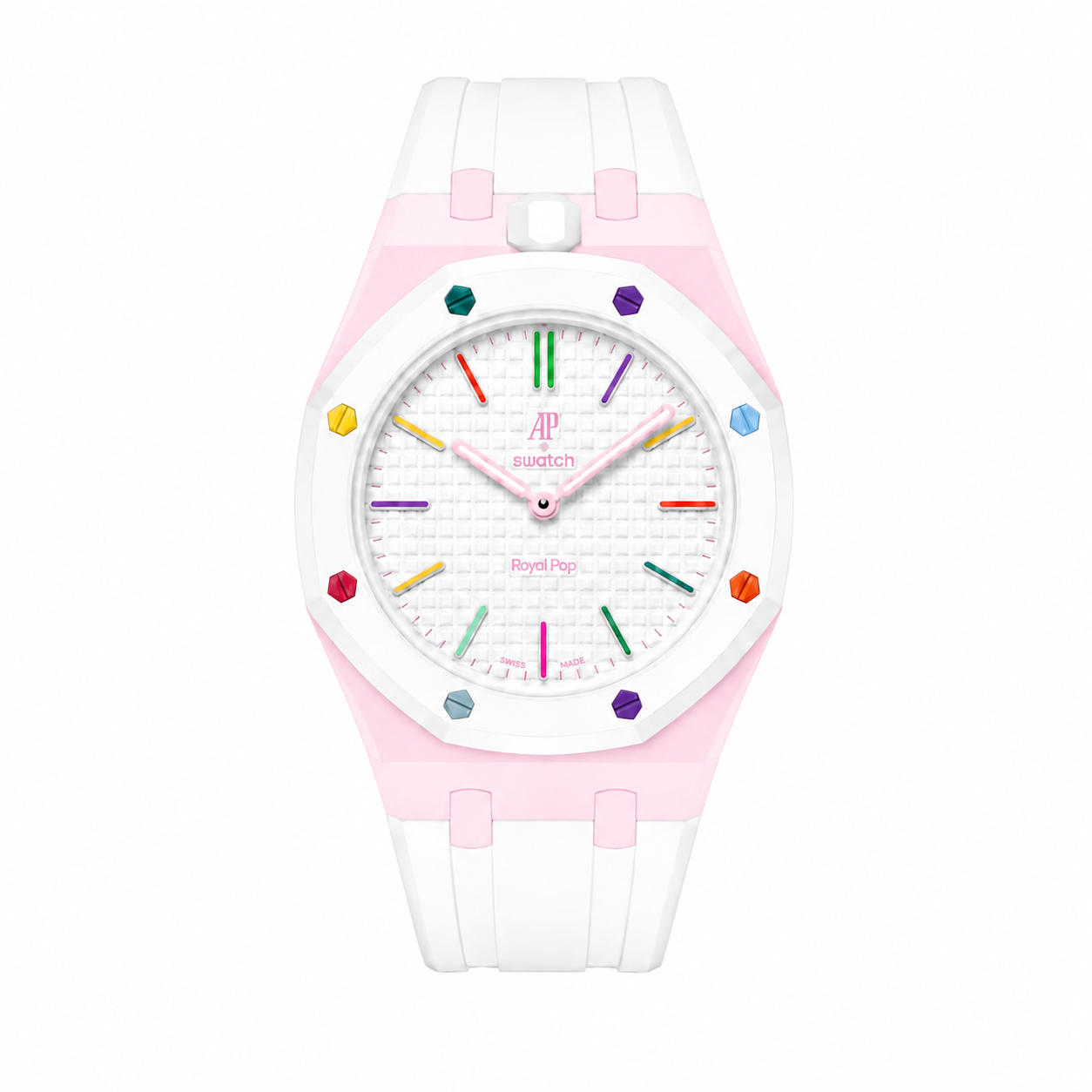 Rubber strap & adapter For AP x Swatch RoyalPop Pink/White