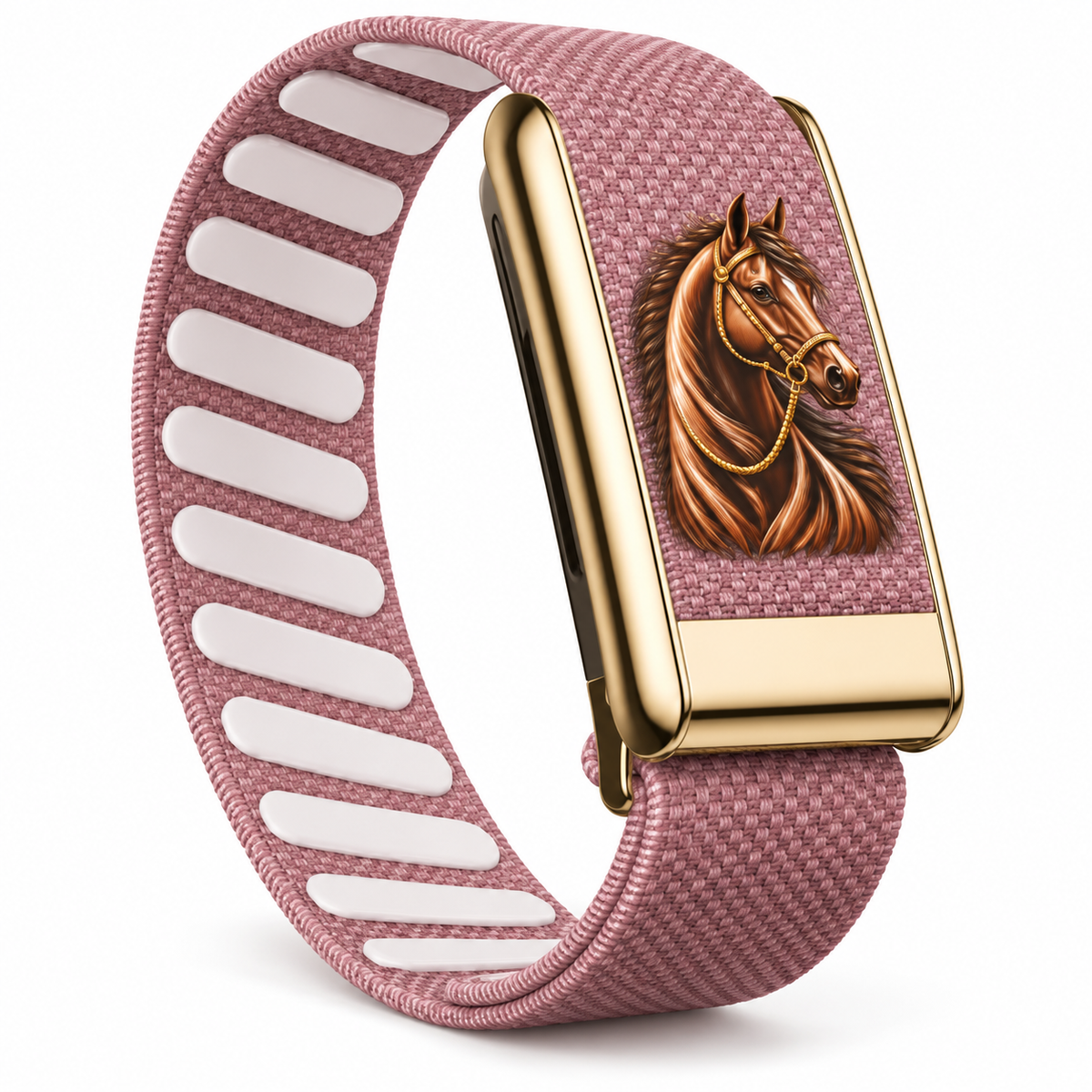 Horse Edition Woven Nylon Strap for WHOOP 5.0 & WHOOP MG – Gold tone frame