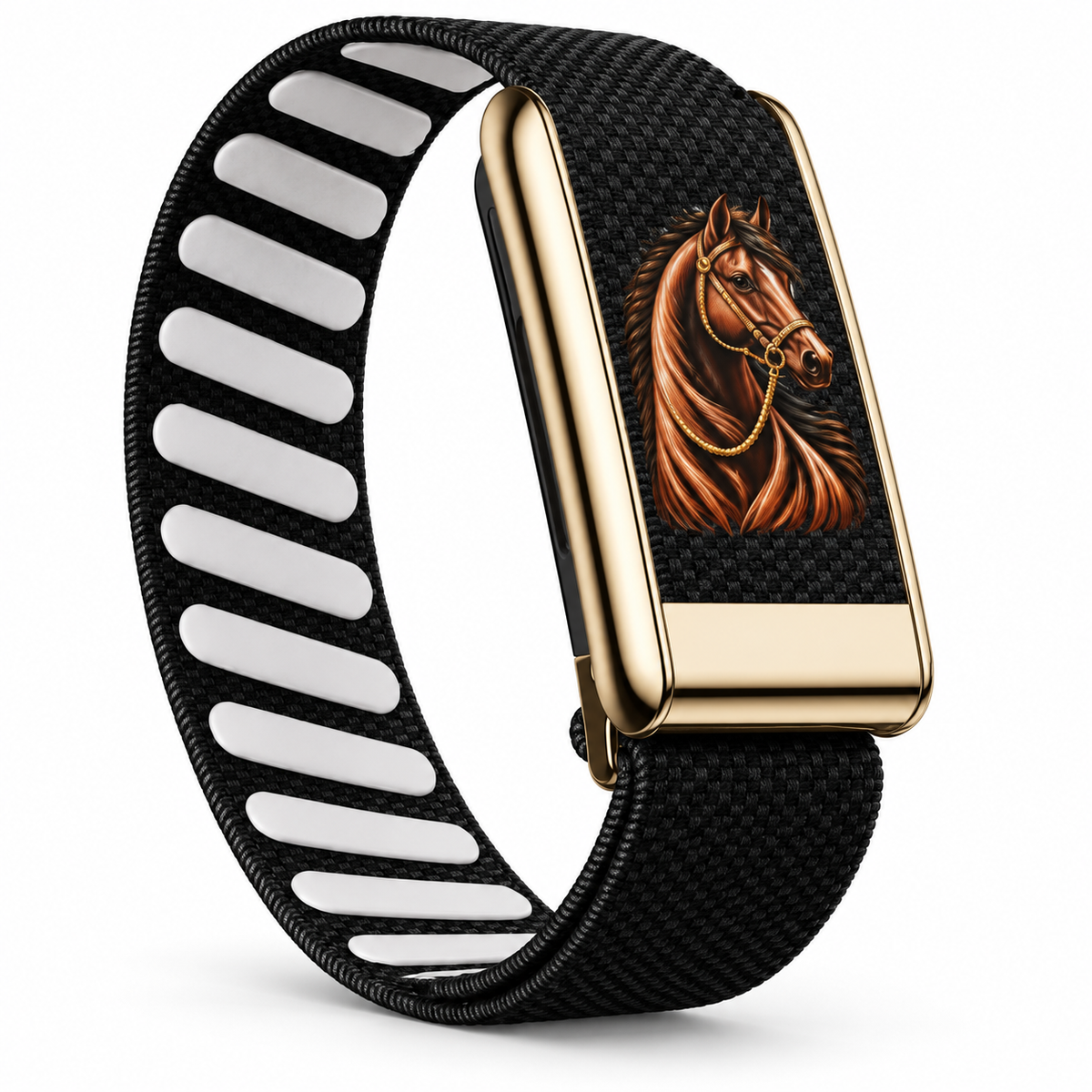 Horse Edition Woven Nylon Strap for WHOOP 5.0 & WHOOP MG – Gold tone frame