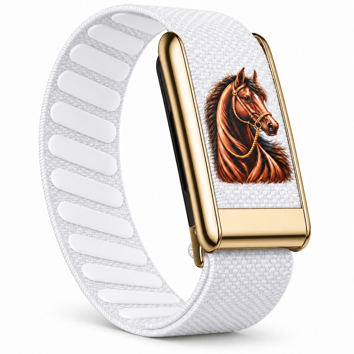 Horse Edition Woven Nylon Strap for WHOOP 5.0 & WHOOP MG – Gold tone frame