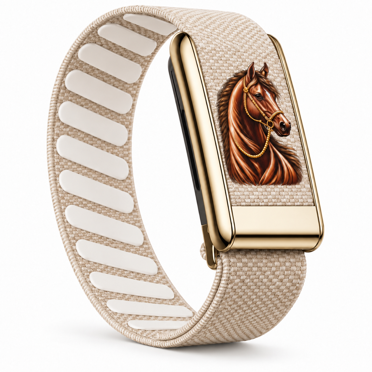 Horse Edition Woven Nylon Strap for WHOOP 5.0 & WHOOP MG – Gold tone frame