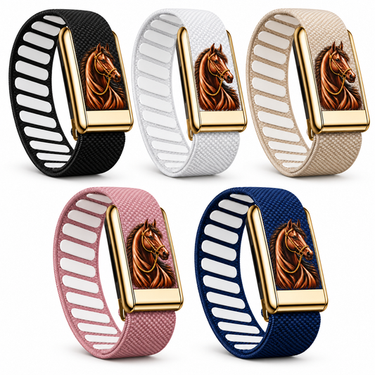 Horse Edition Woven Nylon Strap for WHOOP 5.0 & WHOOP MG – Gold tone frame