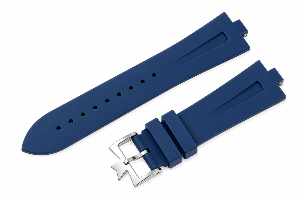 Blue Silicone Rubber Watch Strap For Vacheron Constantin