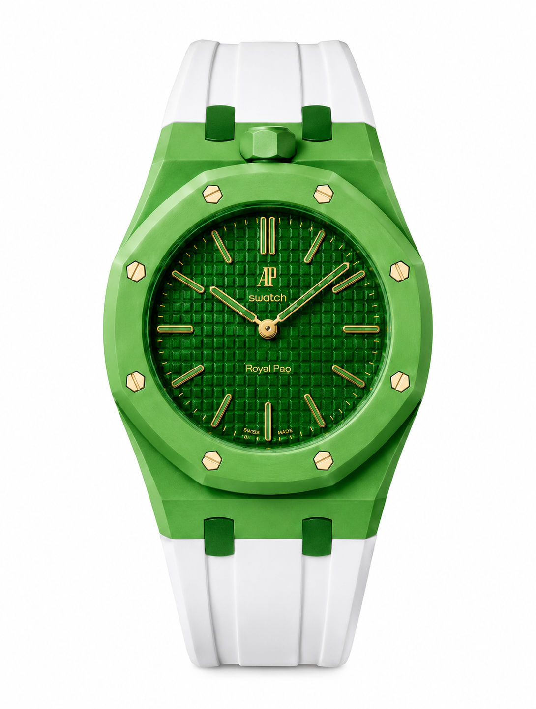 Rubber strap & adapter For AP x Swatch RoyalPop Green/White